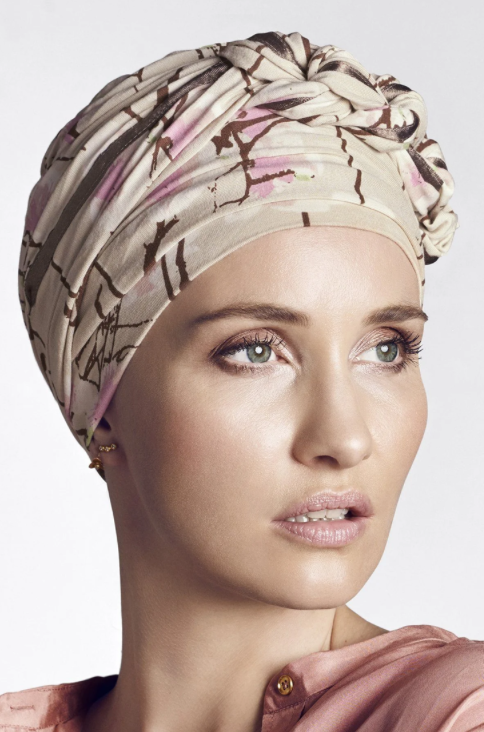 Azure Printed Turban•Magnolia Beige