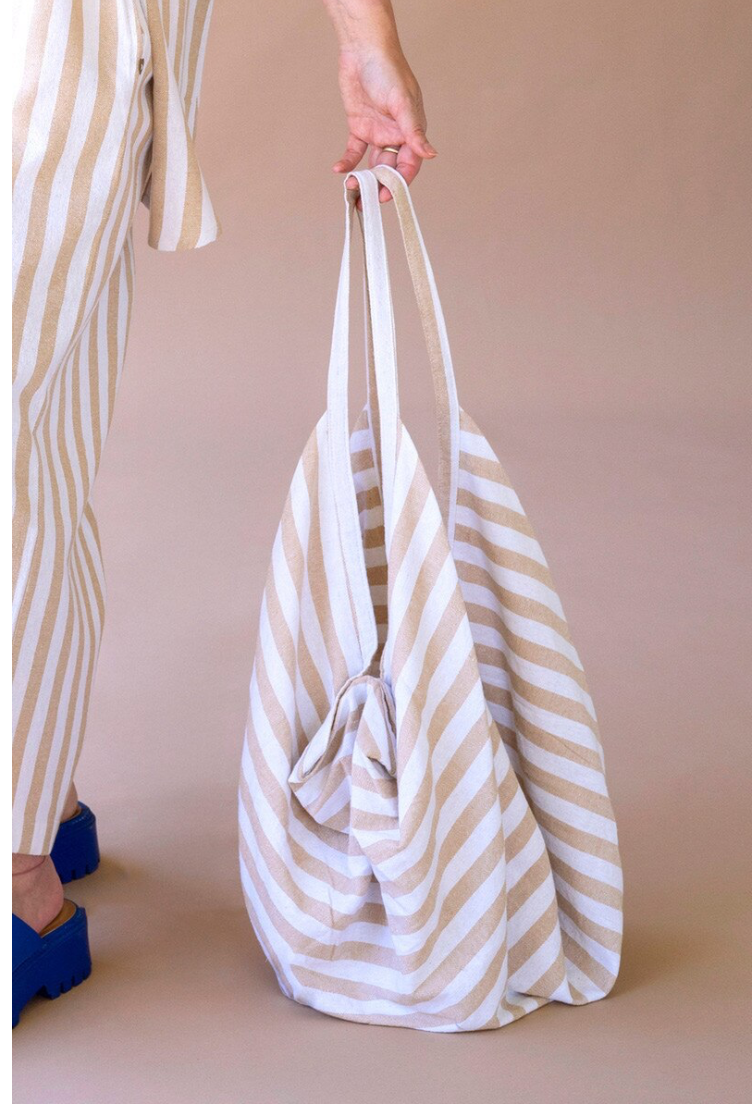 Striped shirt and hat styled look