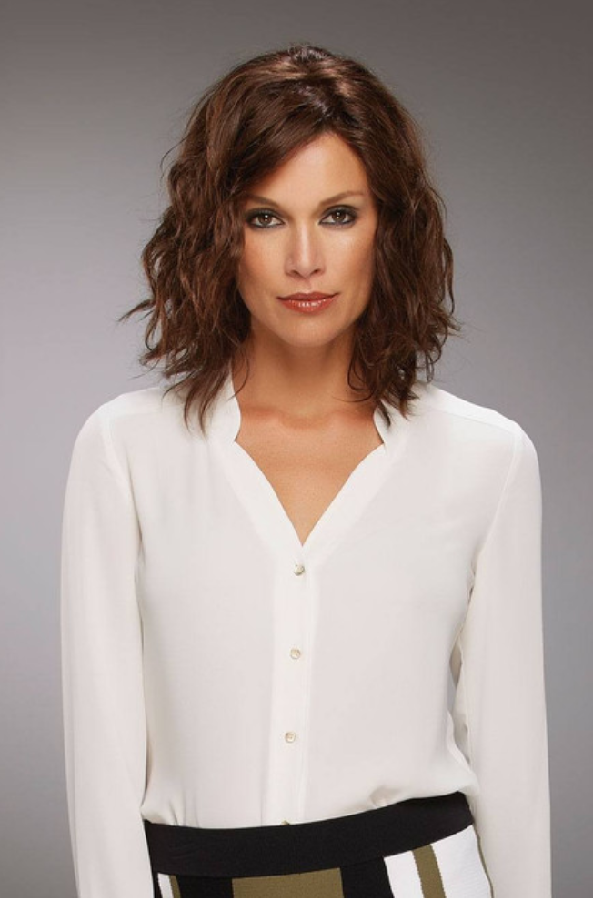 Carrie wig - brunette straight angled view