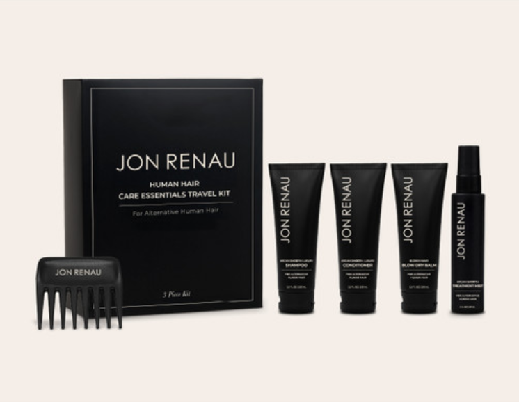 Jon Renau Human Hair Care Essentials Travel Kit - full kit contents with comb and products