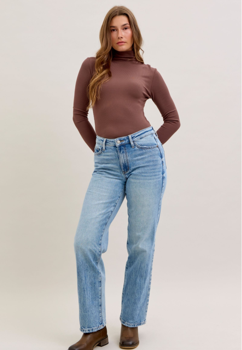 Judy Blue Rigid Magic Straight Jeans - full length front view