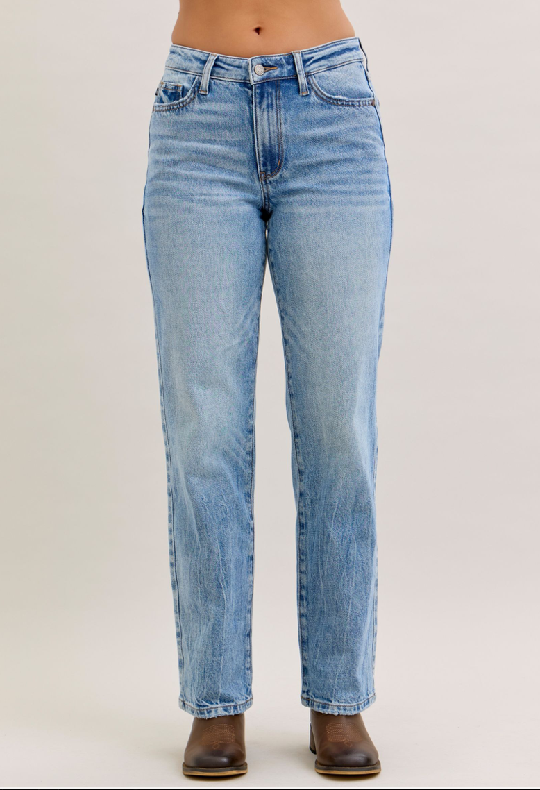 Judy Blue Rigid Magic Straight Jeans - leg and hem close up