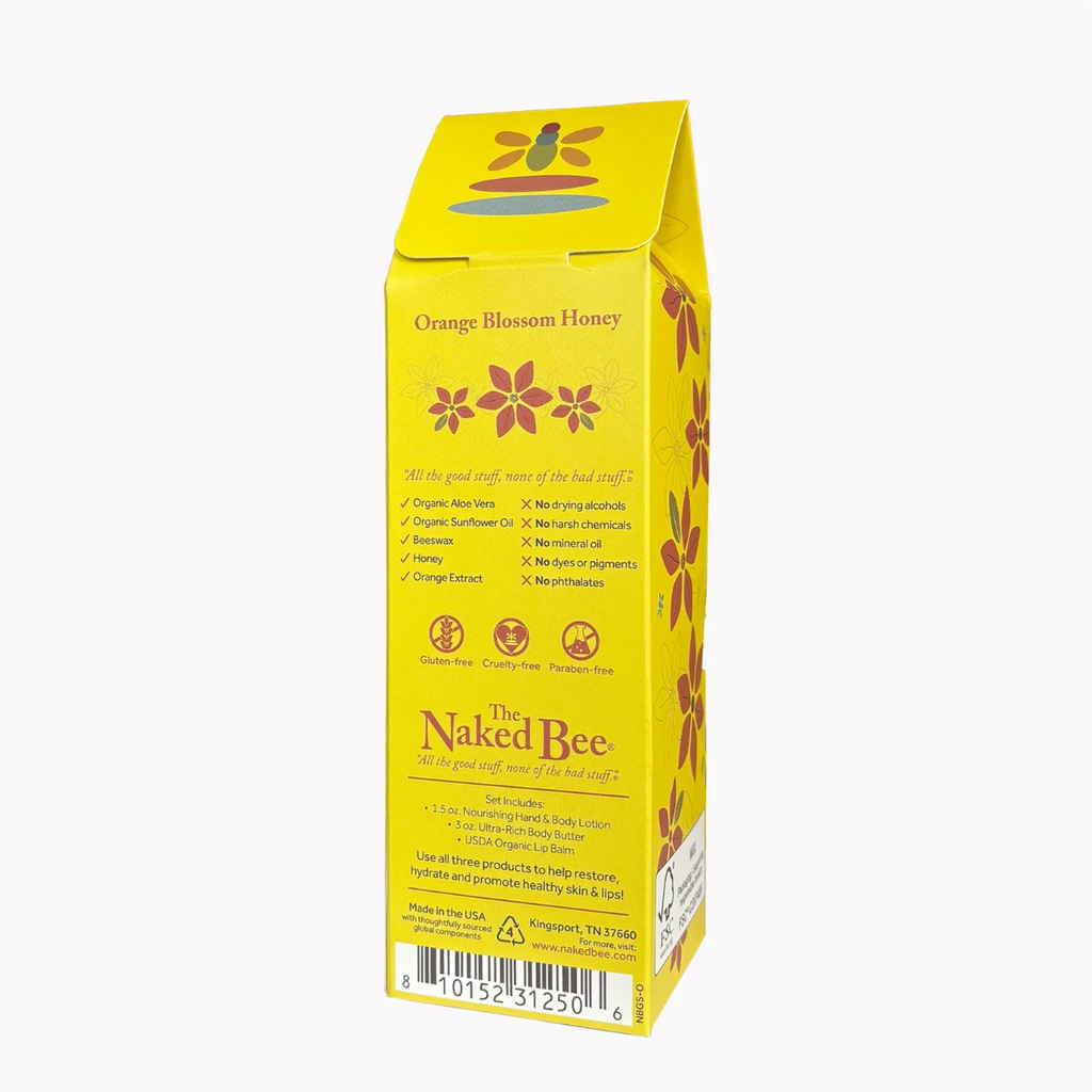 The Naked Bee Orange Blossom Honey Gift Collection - back packaging with ingredients