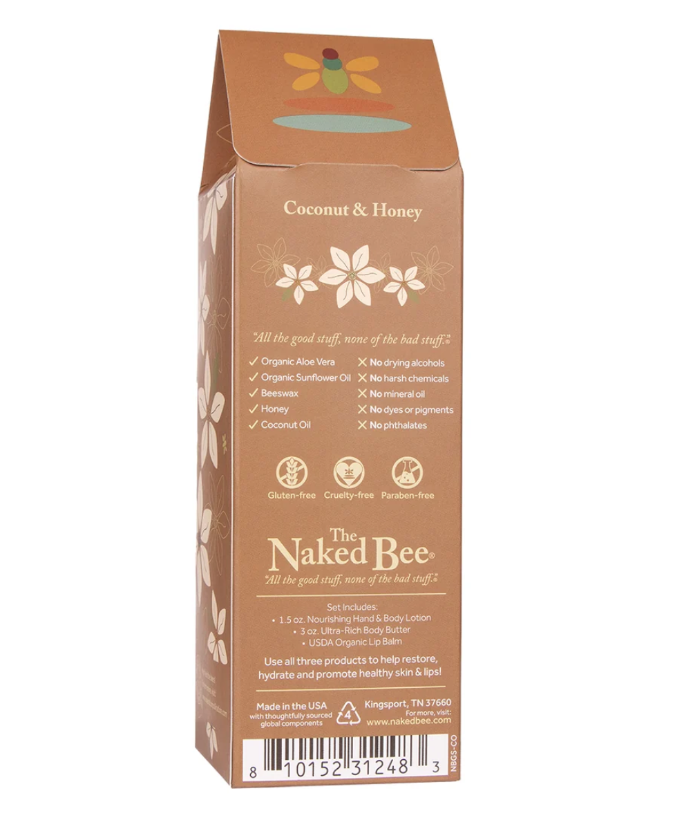 The Naked Bee Coconut & Honey Gift Collection - back packaging with ingredients
