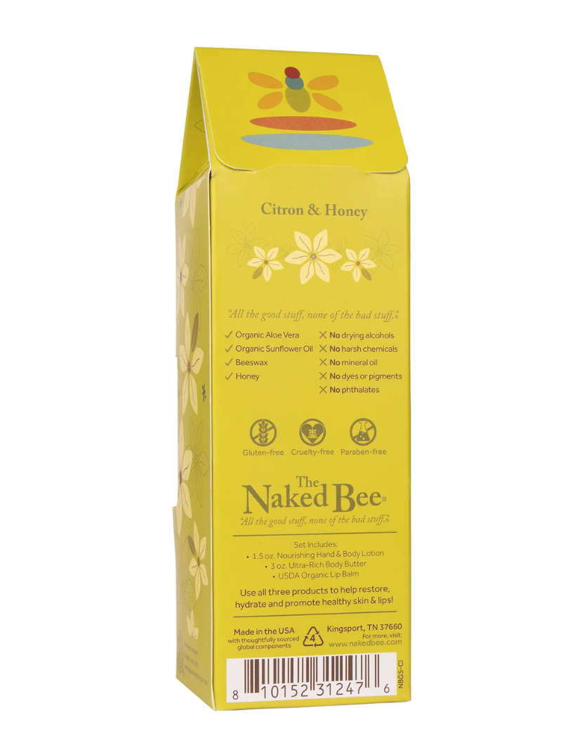 The Naked Bee Citron & Honey Gift Collection - back packaging with ingredients