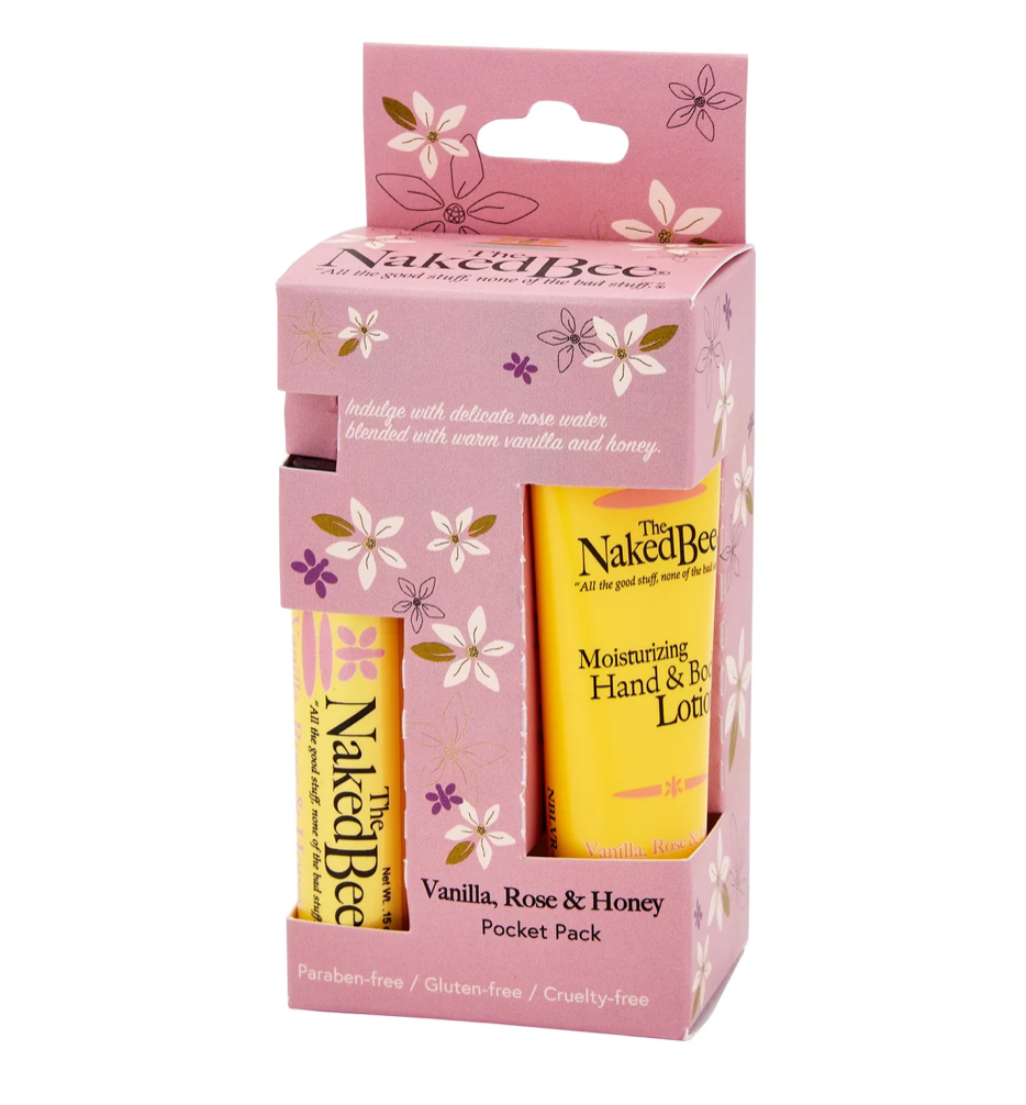 The Naked Bee Vanilla, Rose & Honey Pocket Pack - front packaging