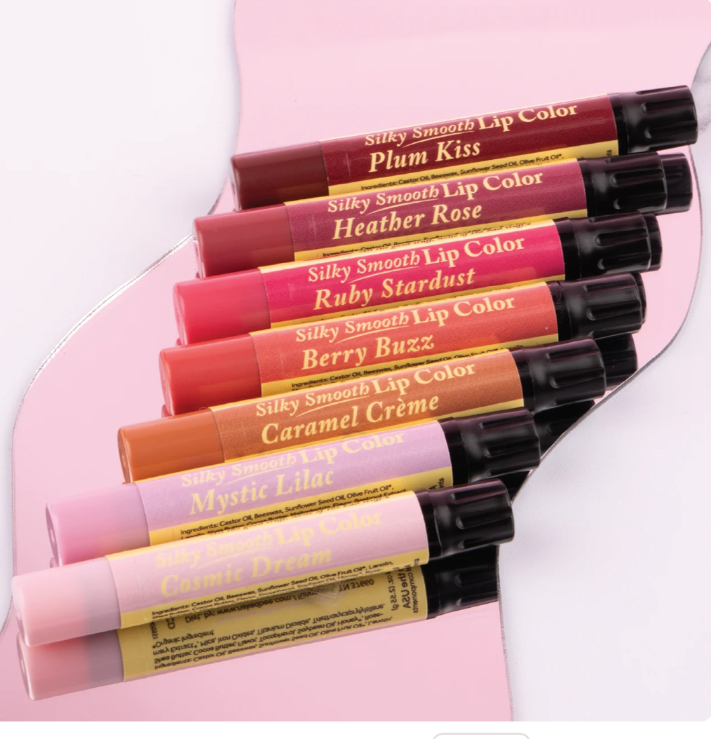 The Naked Bee Silky Smooth Lip Color collection - all 7 shades