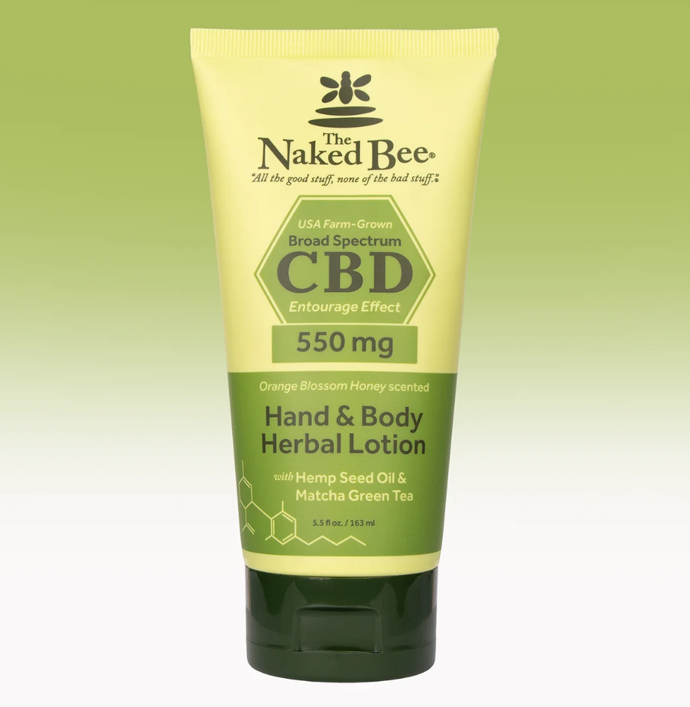 Manufacturer graphic describing aloe vera, hemp seed oil, matcha extract, and beeswax