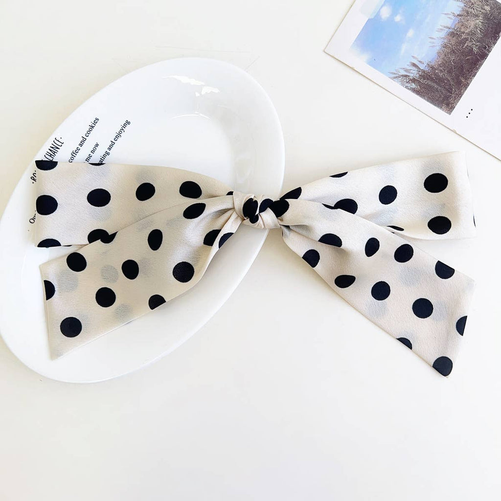 Polka Dot Ribbon Bow French Barrette Clip