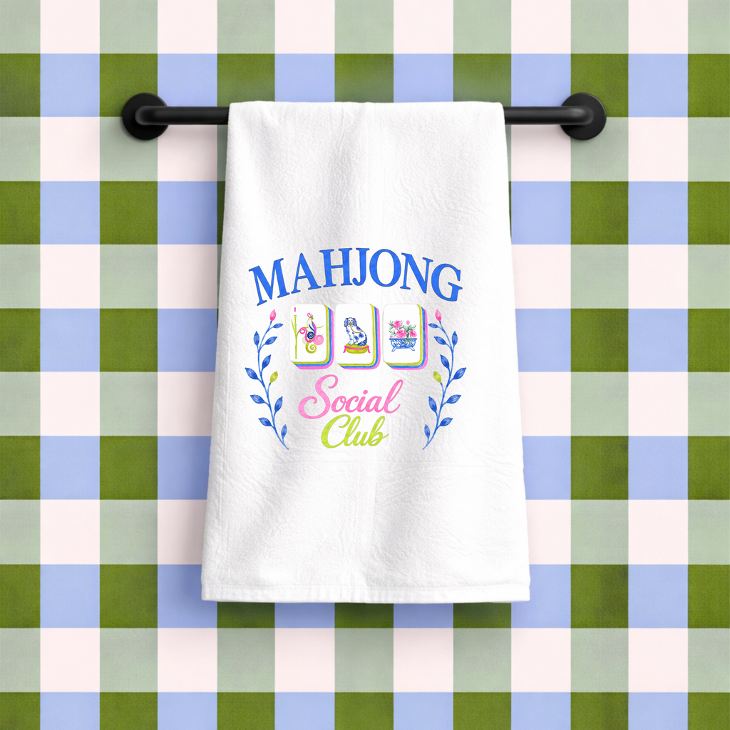 Mahjong gift Mahjong social club cute towel | blue