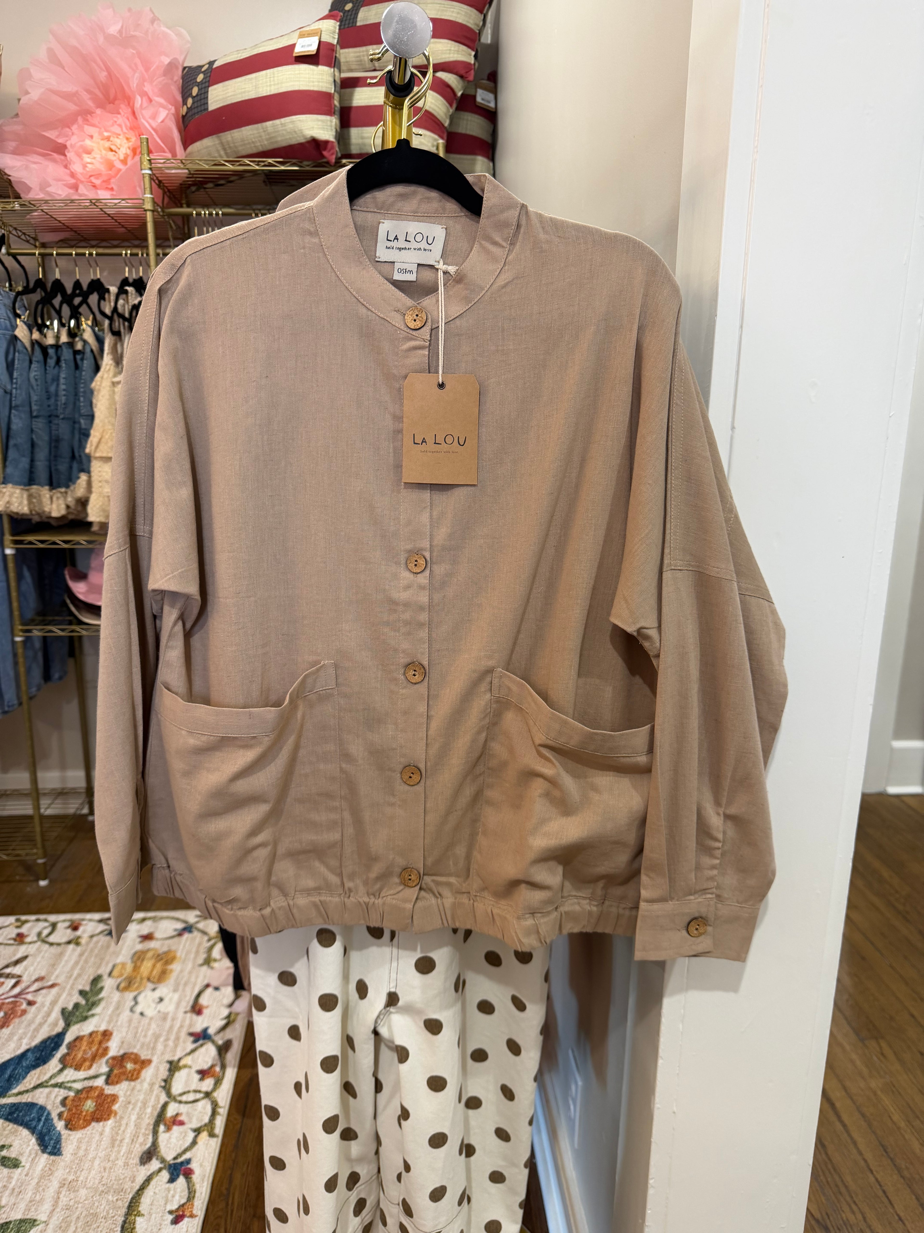 La Lou Linen Bomber Jacket•Taupe