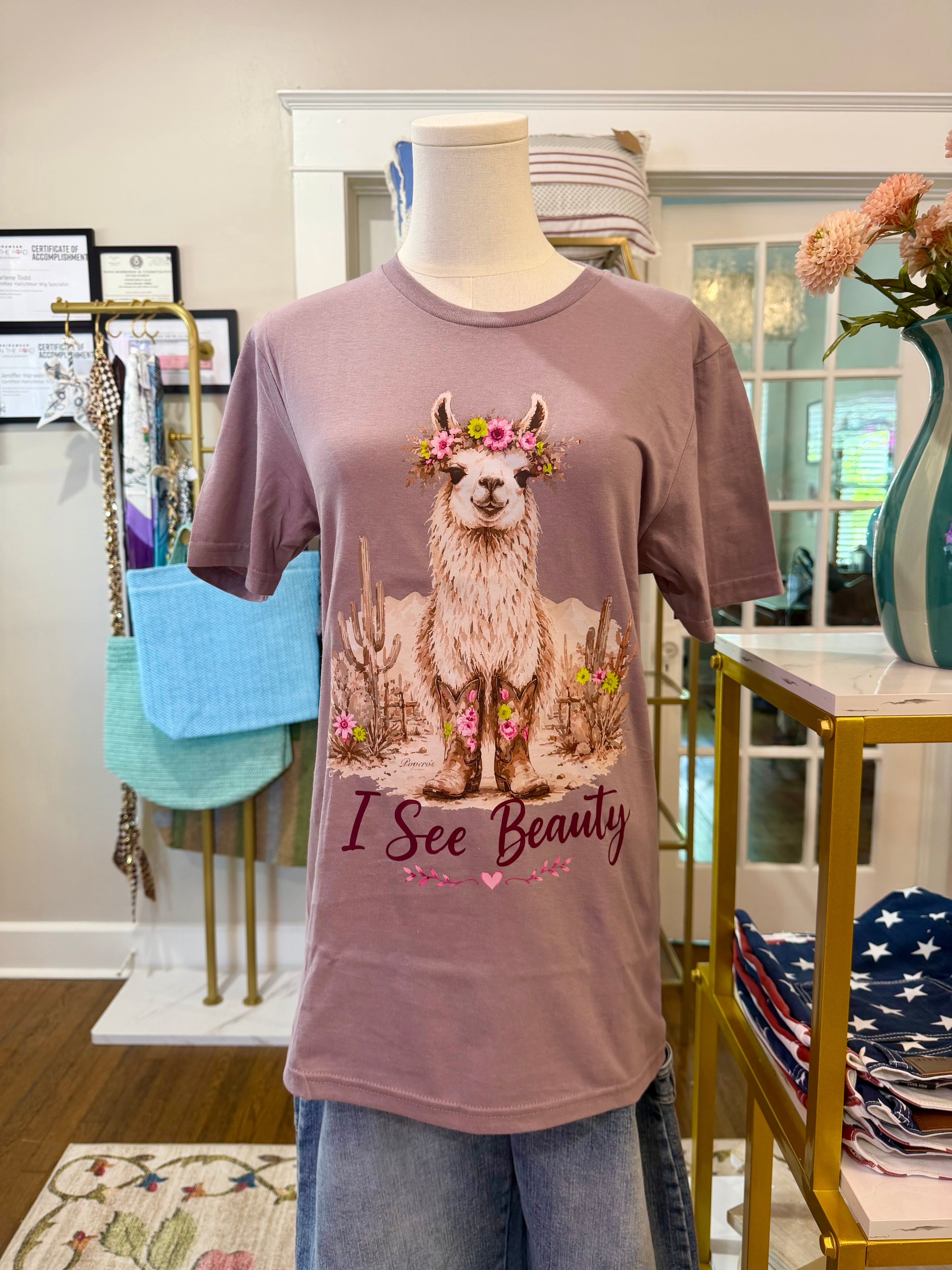 I See Beauty Llama Graphic Tee